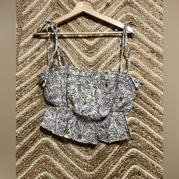 MANGO Women Patterned Cami With Ruffle, Multicolored, Size XL, NWT - Picture 1 of 12